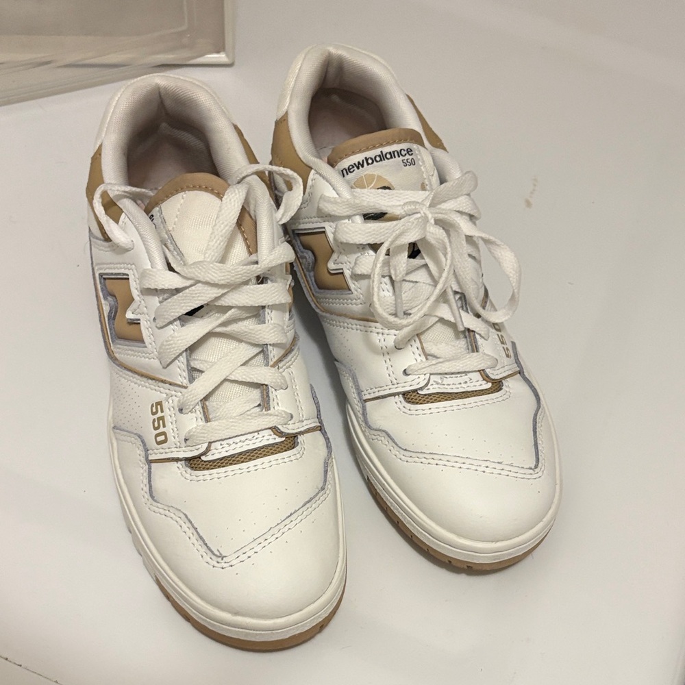 New Balance Women White and Brown Sneakers